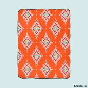 Tribal Orange And White Pattern Fleece Blanket 1