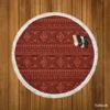 Tribal Style Brown Ethnic Design Round Beach Towel