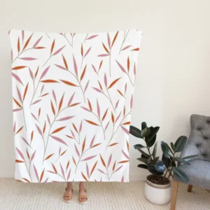 Tropical Bamboo Leaves Minimalist Fleece Blanket
