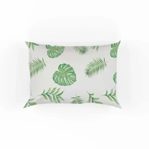 Tropical Green Leaves Pattern Pillow Case