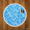 Tropical Palms Blue Pattern Round Beach Towel