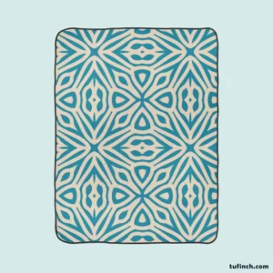 Turquoise Ethnic Hand Painted Pattern Fleece Blanket 1