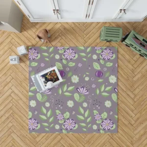 Vibrant Purple And Green Flowers Rug