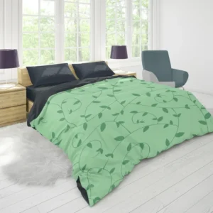 Vining Plant Leaves Pattern Duvet Cover 1
