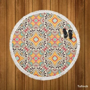 Vintage Beautiful Indian Design Round Beach Towel