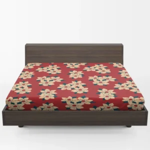 Vintage Ditsy Floral Red Background Fitted Sheet 1