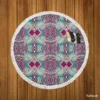 Vintage Floral Geometry Design Round Beach Towel