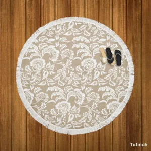 Vintage Flowers Pattern Round Beach Towel