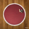 Vintage Maroon Color Round Beach Towel