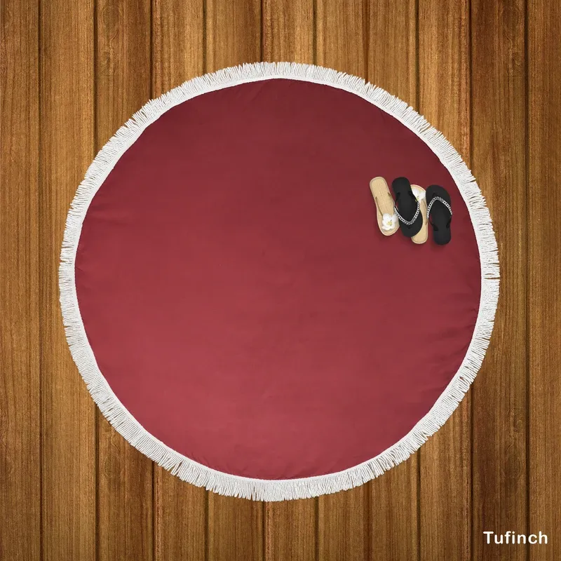 Vintage Maroon Color Round Beach Towel