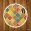 Vintage Patchwork Background Round Beach Towel