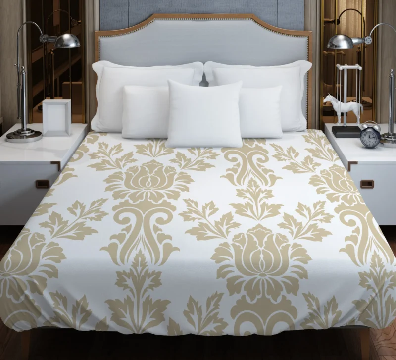 Vintage Rococo Damask Pattern Duvet Cover