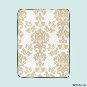 Vintage Rococo Damask Pattern Fleece Blanket 1