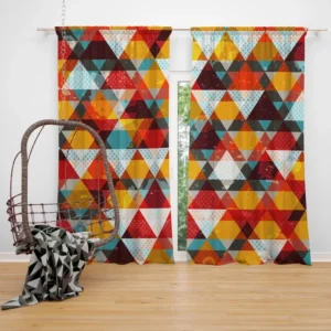 Vintage Triangle Colorful Pattern Curtain