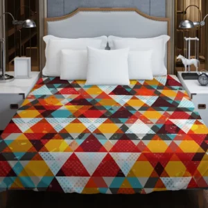Vintage Triangle Colorful Pattern Duvet Cover