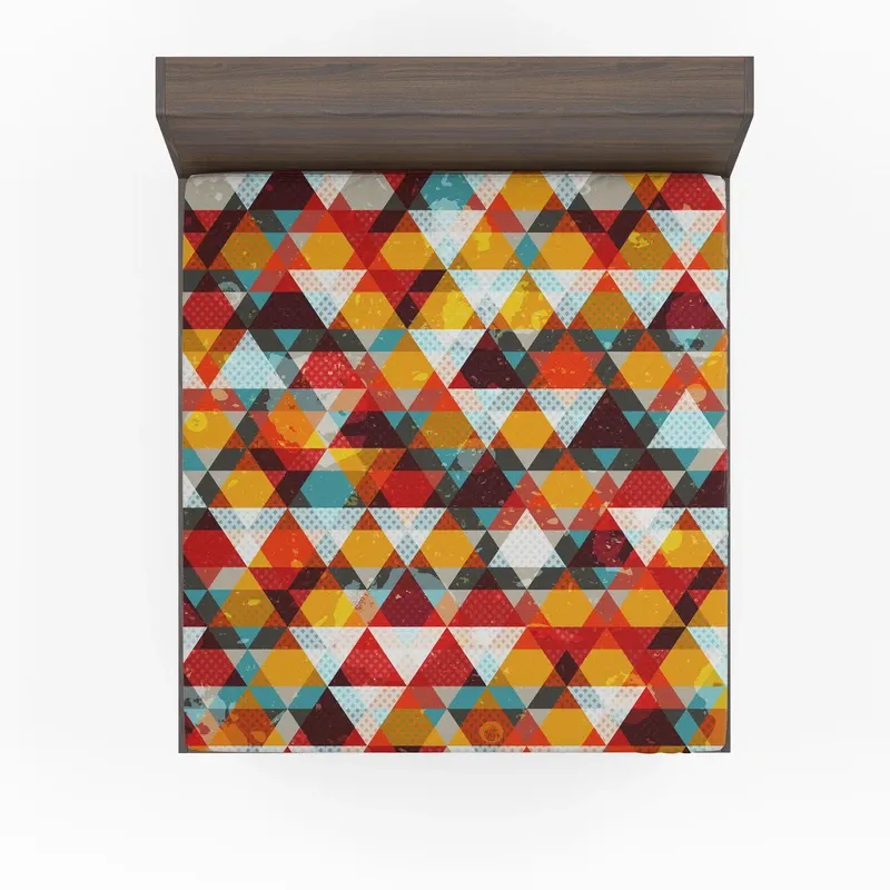Vintage Triangle Colorful Pattern Fitted Sheet