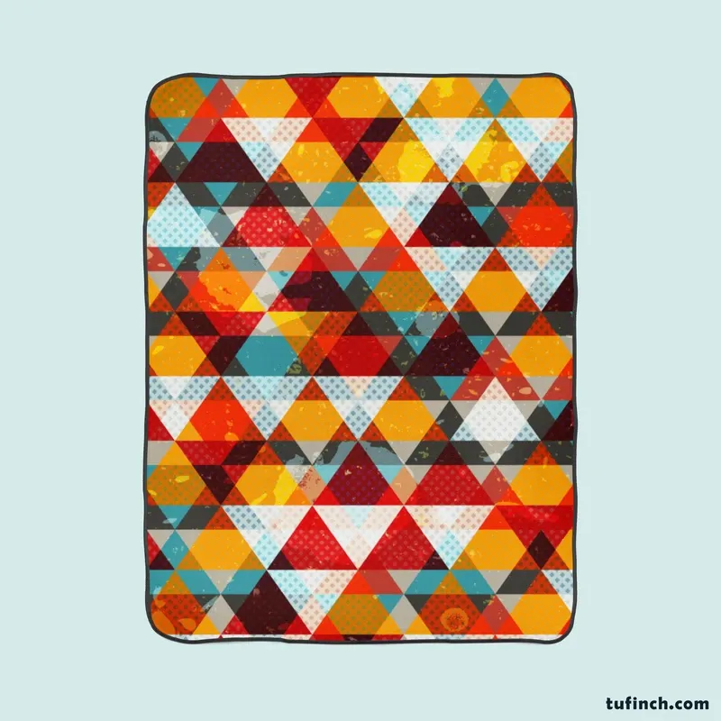 Vintage Triangle Colorful Pattern Fleece Blanket 1