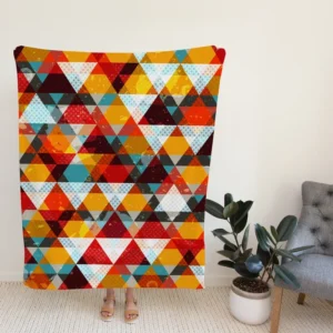Vintage Triangle Colorful Pattern Fleece Blanket