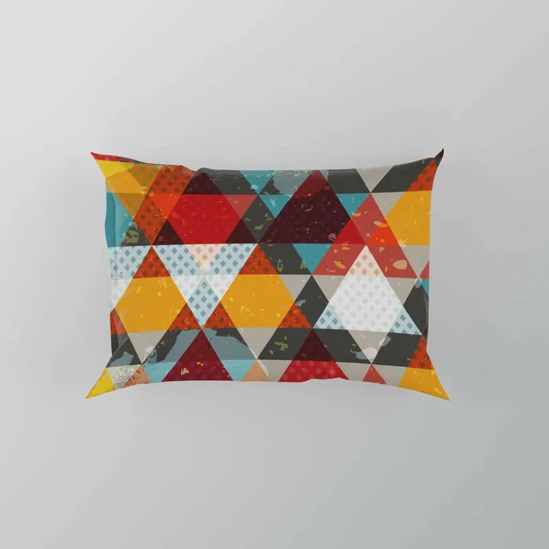 Vintage Triangle Colorful Pattern Pillow Case