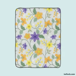Violet Yellow Orange Floral Design Fleece Blanket 1
