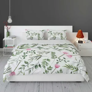 Watercolor Floral Seamless Pattern Bedding Set 1