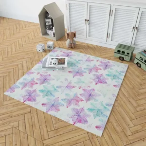 Watercolor Pink Purple Blue Snowflakes Rug 1