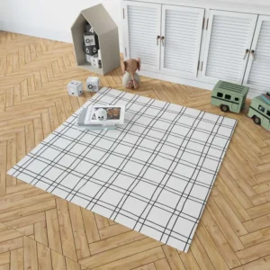 Wavy Double Grid Checkered Pattern Rug 1