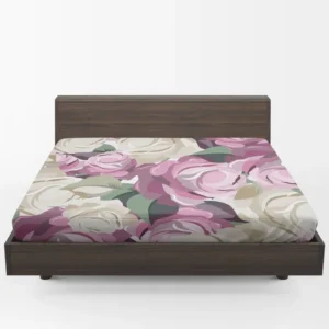 White And Pink Poppy Roses Fitted Sheet 1