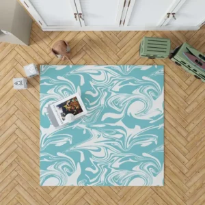 White Blue Marble Pattern Rug