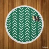 White Chevron Design On Green Round Beach Towel