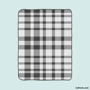White Thunder Black Checkered Plaid Fleece Blanket 1