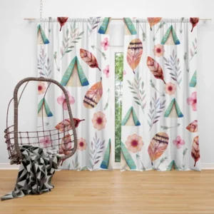 Wigwam Hut With Pink Feathers Curtain