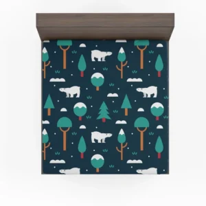 Winter Pattern with Polar Bears and Trees Fitted Sheet