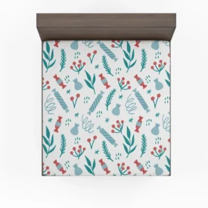 Winter Seasonal Candy Red Viburnum Fitted Sheet