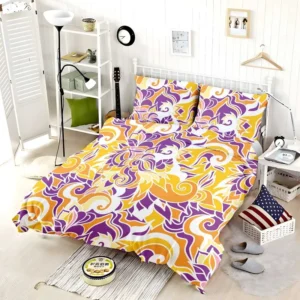 Yellow And Purple Abstract Bedding Set