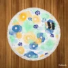 Yellow Blue Watercolor Sun Round Beach Towel