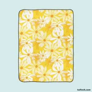Yellow Daisy Pattern Fleece Blanket 1