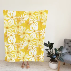 Yellow Daisy Pattern Fleece Blanket