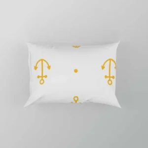 Yellow Marine Anchor Design On White Pillow Case