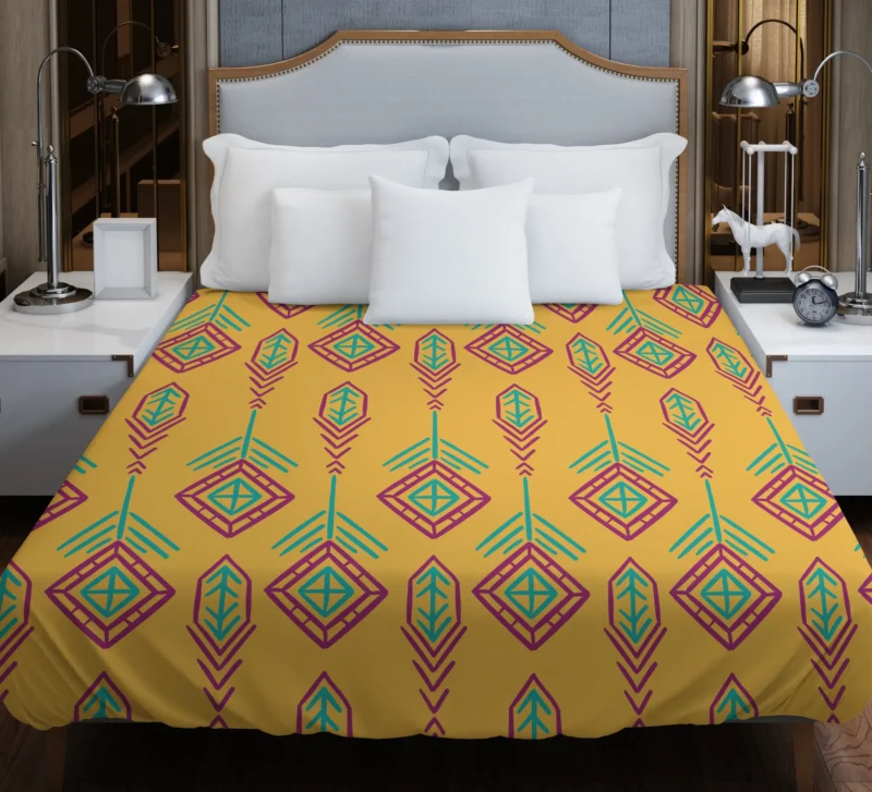 Yellow Traditional Songket Pattern Duvet Cover
